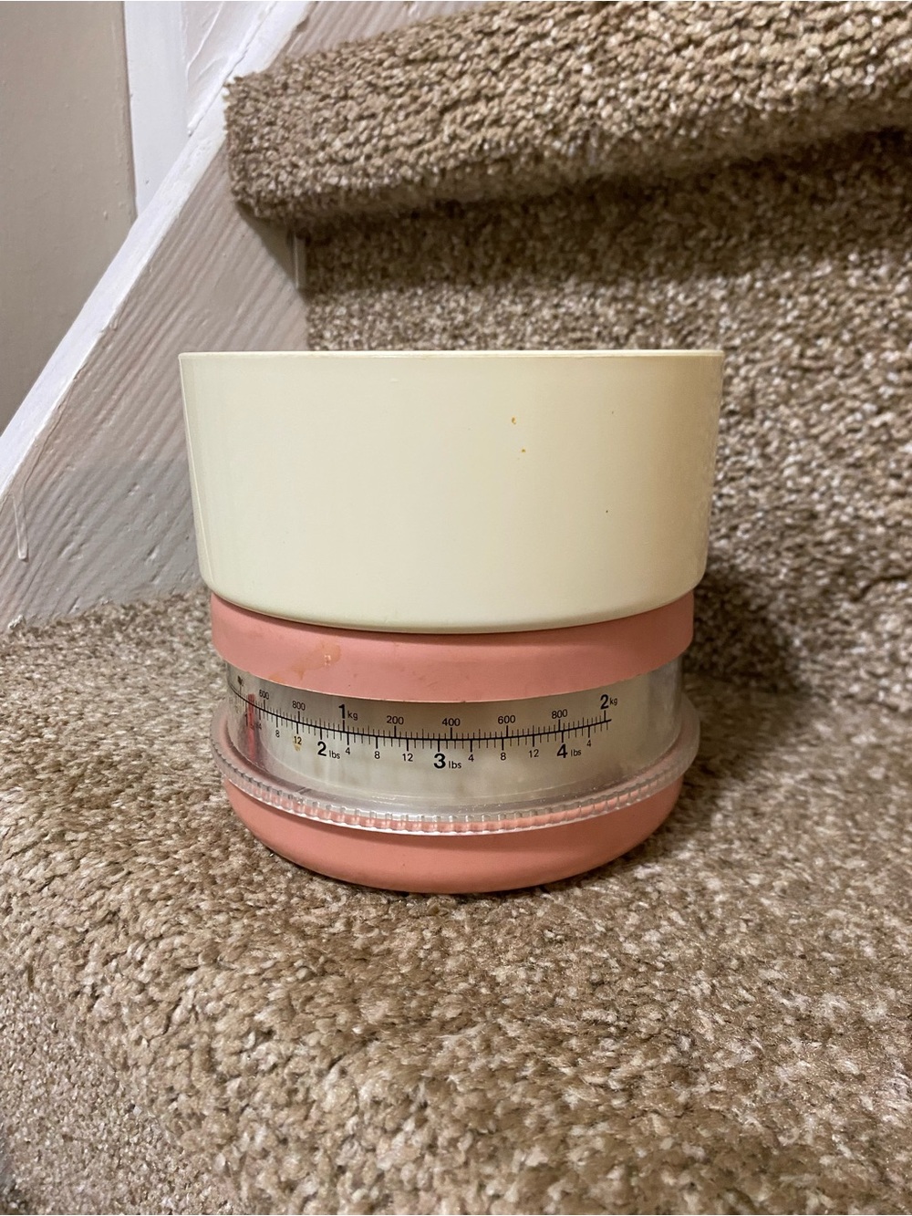 Vintage Cream and Pink Kitchen Scale - Compact Home Accent